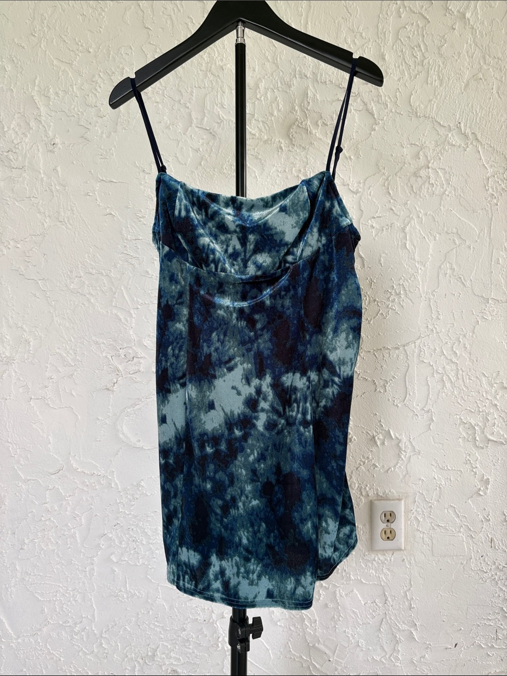 Urban Outfitters Blue Tie-Dye Cowl Neck Mini Dress with side zipper